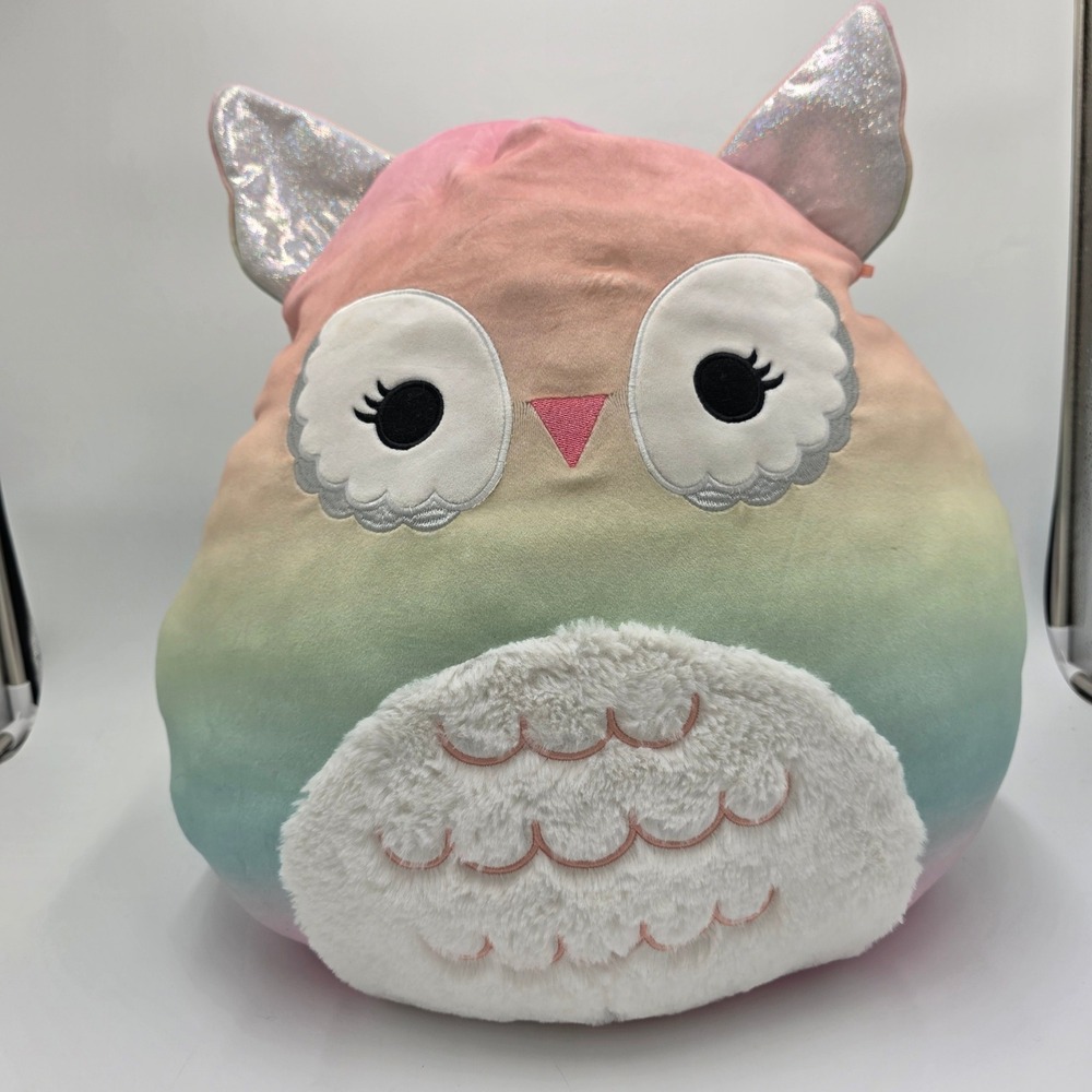 Squishmallows Winston the Owl 17 Inch Pastel Rainbow‎ Ombre Plush Kellytoy